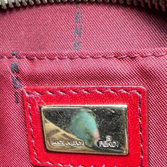 💎✨BEAUTIFUL✨💎Authentic Fendi Zucchino Canvas Leather Red and Brown - Picture 8 of 10